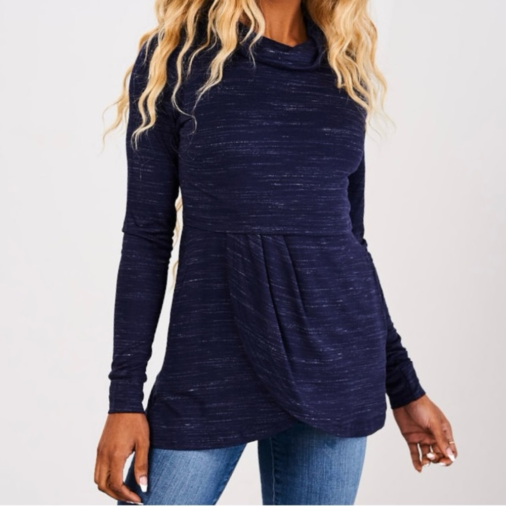 Latched Mama Petal Front Nursing Pullover Midnight Navy